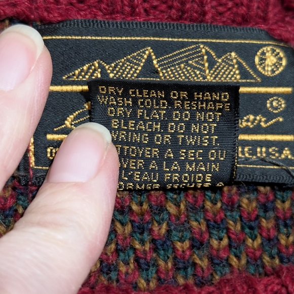 Eddie Bauer Vintage Wool Tartan Grandpa Sweater, Size:L, Colors: Multi Color - Picture 3 of 4